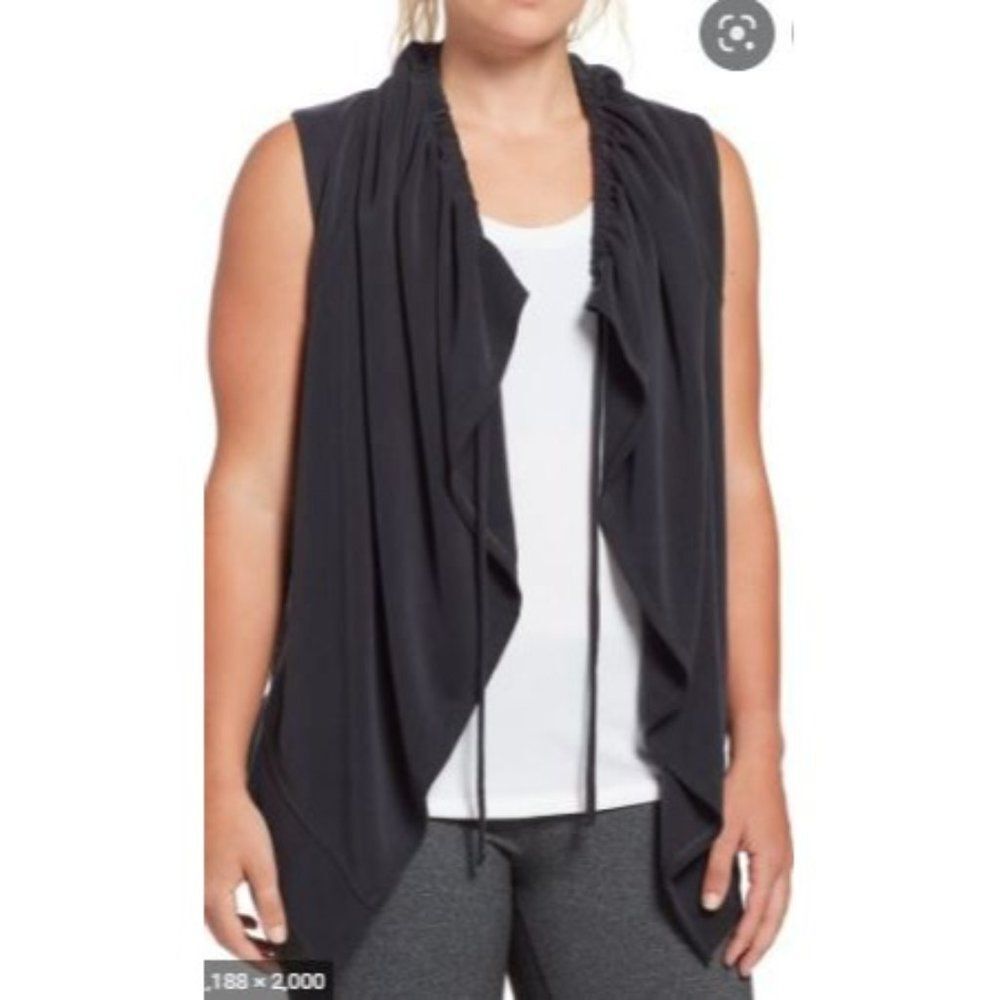 Calia by Carrie Underwood Womens Vest Grey L Journey Open Front Sleeveless
